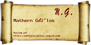 Mathern Gálos névjegykártya